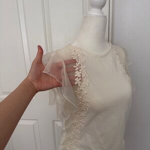 Sheer Ruffle Sleeve Blouse in Light Cream